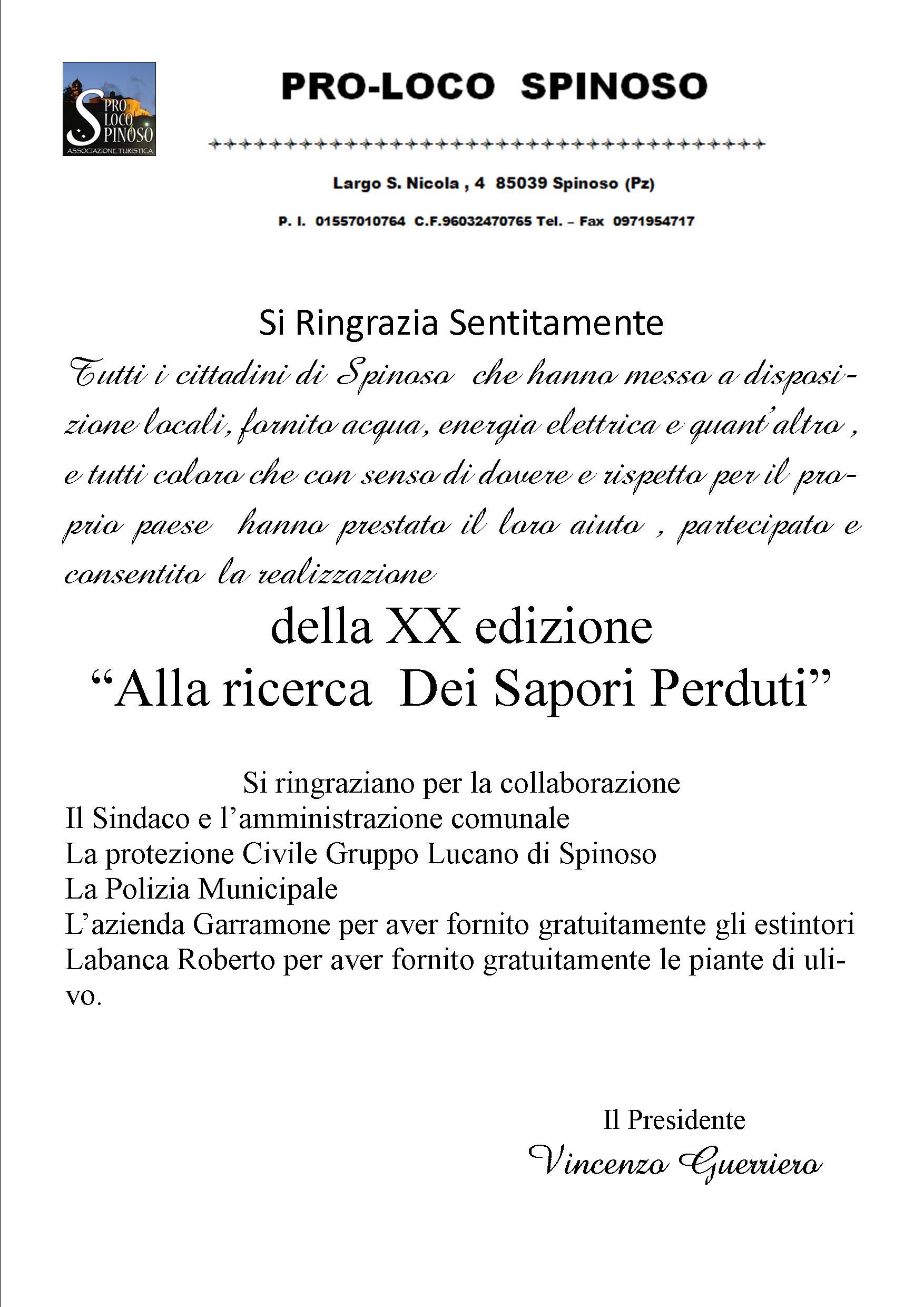 RINGRAZIAMENTO